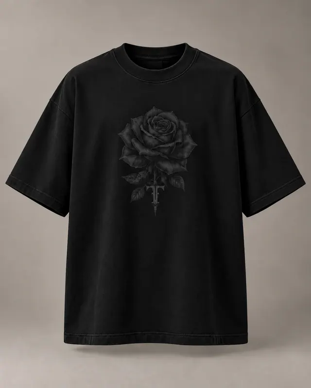 BLOOM TEE in Black / Tonal, front
