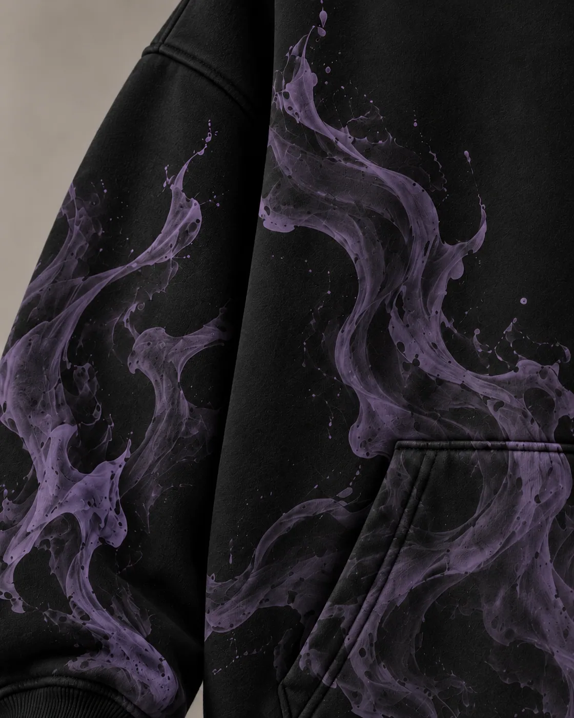 FLOW HOODIE in Black / Smoked Purple, detail