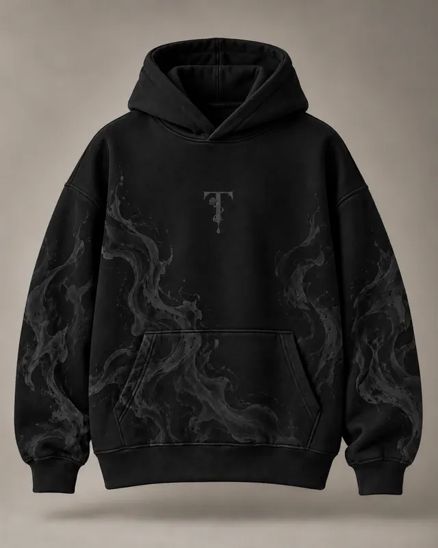 FLOW HOODIE in Black / Tonal, front