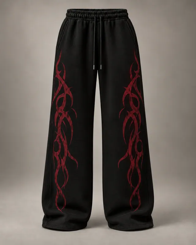 FLOW SWEATS in Black / Oxblood, front