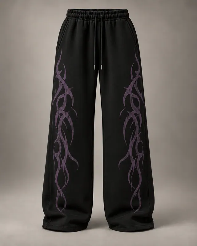 FLOW SWEATS in Black / Smoked Purple, front