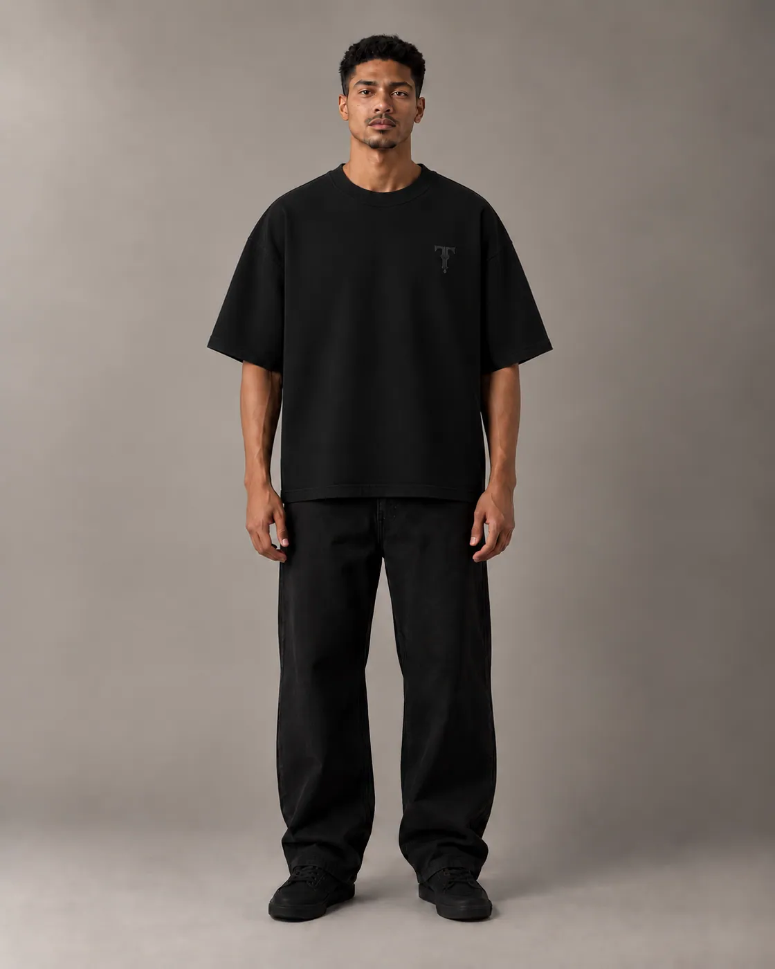 SCRIPT TEE in Black / Tonal, on body