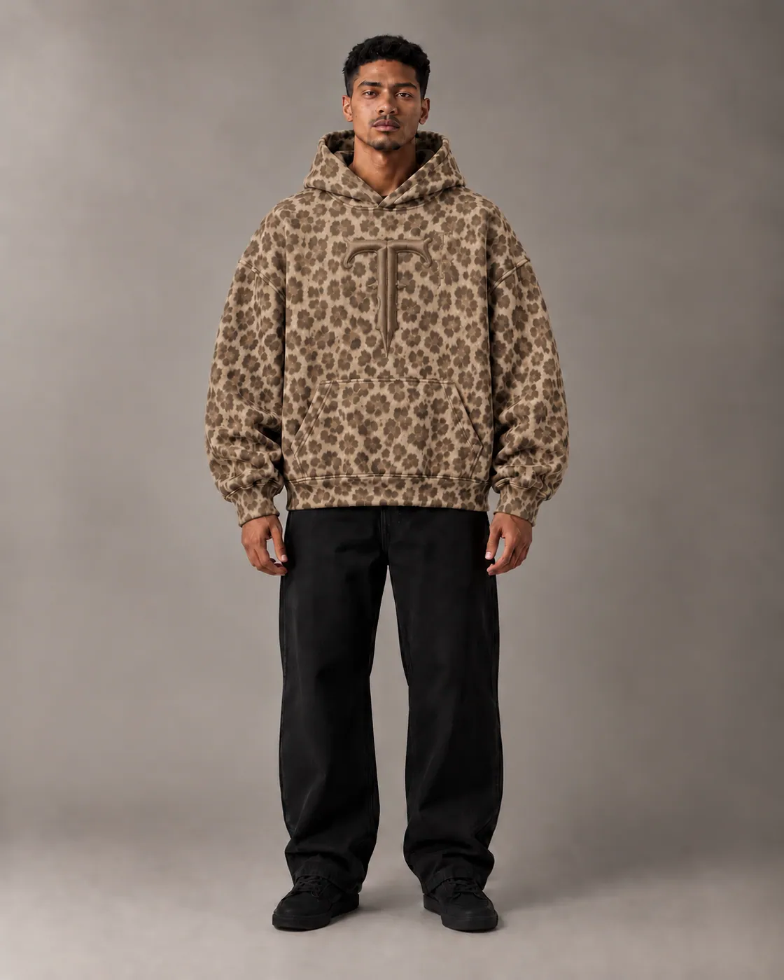 SPOT HOODIE in Tan / Tonal, on body