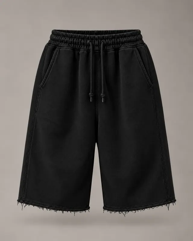 WORN SHORTS in Black / Tonal, front